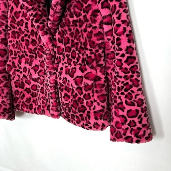 Zadig & Voltaire Pink Leopard Faux Fur Coat XS - Picture 3 of 10
